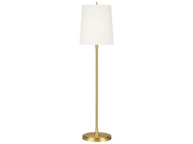 Visual Comfort Studio Beckham Classic Burnished Brass White Linen Fabric Floor Lamp VCSTT1031BBS1