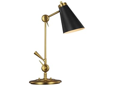 Visual Comfort Studio Signoret Burnished Brass Midnight Black Steel Desk Lamp VCSTT1061BBS1