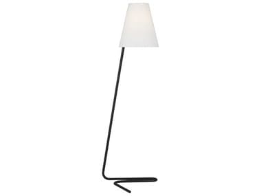 Visual Comfort Studio Jaxon Aged Iron White Linen Fabric Black Floor Lamp VCSTT1181AI1