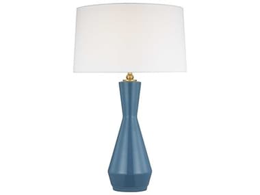 Visual Comfort Studio Jens Lucent Aqua White Linen Fabric Blue Buffet Lamp VCSTT1221LAQ1