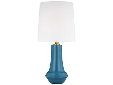 Visual Comfort Studio Jenna Lucent Aqua White Linen Fabric Blue Buffet Lamp VCSTT1231LAQ1