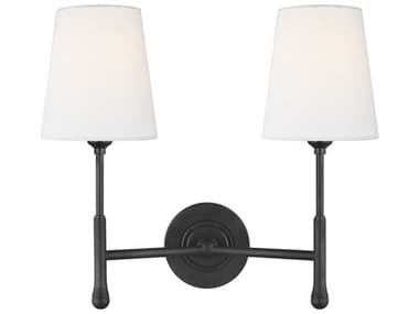 Visual Comfort Studio Capri 16" Wide 2-Light Aged Iron Black Vanity Light VCSTW1012AI