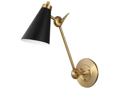 Visual Comfort Studio Signoret 19" Tall 1-Light Burnished Brass Swing Wall Sconce VCSTW1071BBS