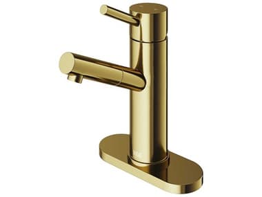 Vigo Noma Matte Brushed Gold 1-Handle Bathroom Faucet with Deck Plate VIVG01009MGK1