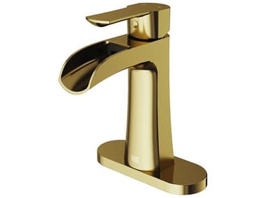 Vigo Paloma Matte Brushed Gold 1-Handle Vessel Bathroom Faucet with Deck Plate VIVG01041MGK1
