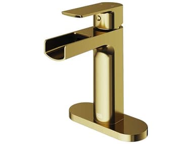 Vigo Ileana Matte Brushed Gold 1-Handle Bathroom Faucet with Deck Plate VIVG01042MGK1