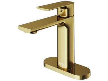 Vigo Davidson Matte Brushed Gold 1-Handle Vessel Bathroom Faucet with Deck Plate VIVG01043MGK1