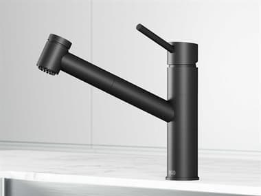 Vigo Branson Matte Black Single Handle Pull-Out Sprayer Kitchen Faucet VIVG02021MB