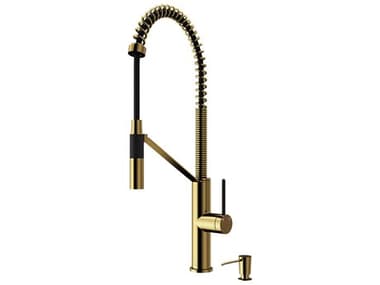 Vigo Livingston Matte Brushed Gold 1-Handle Magnetic Kitchen Faucet with Soap Dispenser VIVG02027MGK2