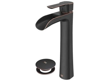 Vigo Niko Antique Rubbed Bronze 1-Handle Waterfall Vessel Bathroom Faucet with Pop-Up Drain VIVG03024ARB2