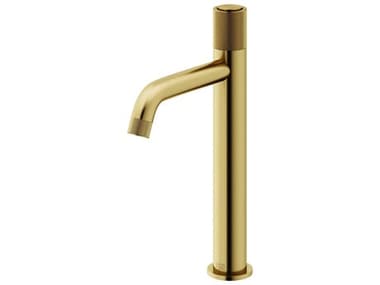 Vigo Apollo Matte Brushed Gold Button Operated Bathroom Vessel Faucet VIVG03031MG