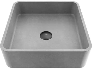 Vigo Navona Gothic Gray Concreto Stone Square Vessel Bathroom Sink VIVG04057