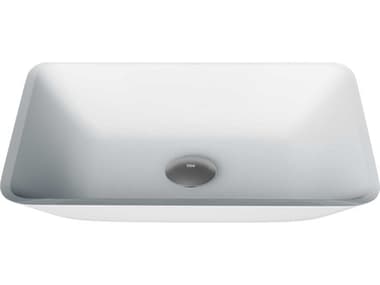 Vigo Matte Shell Sottile White Glass Rectangular Vessel Bathroom Sink VIVG07114