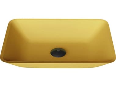 Vigo Matte Shell Sottile Citron Glass Rectangular Vessel Bathroom Sink VIVG07115