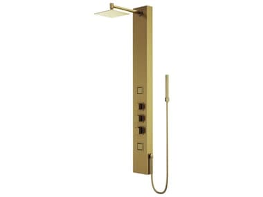 Vigo Rector Matte Brushed Gold 2-Jet Shower Panel System with Square Head and Hand Shower Wand VIVG08012MG