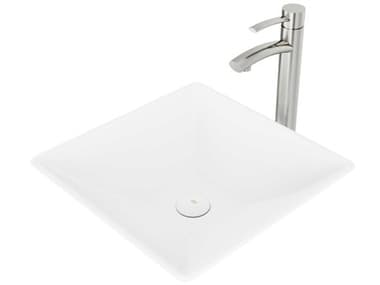 Vigo Hibiscus Square Vessel Bathroom Sink with Milo Faucet and Pop-Up Drain VIVGT1087MW