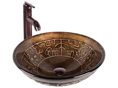 Vigo Golden Greek Vessel Bathroom Sink with Faucet VIVGT127