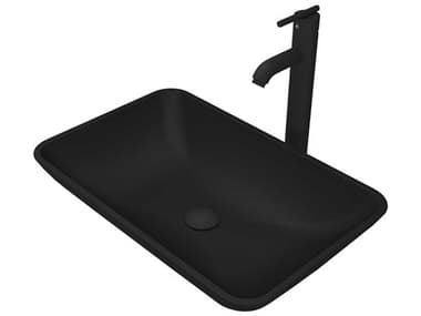 Vigo Hadyn Matte Shell 22" Rectangular Vessel Bathroom Sink with Matte Black 1-Handle Seville Faucet and Pop-Up Drain VIVGT1436