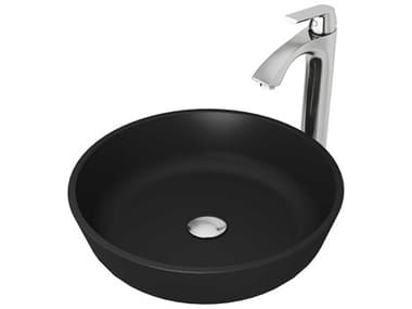 Vigo Modus Matte Shell 17" Round Vessel Bathroom Sink with Brushed Nickel 1-Handle Linus Bathroom Faucet and Pop-Up Drain VIVGT1437