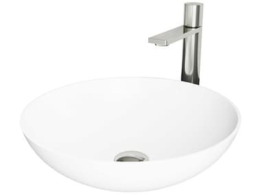 Vigo Lotus Matte White 16" Round Vessel Bathroom Sink with Brushed Nickel Gotham Faucet VIVGT2006