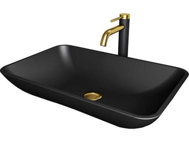 Vigo Hadyn Matte Shell 22'' Rectangular Vessel Bathroom Sink with Matte Gold / Matte Black Lexington Faucet VIVGT2019