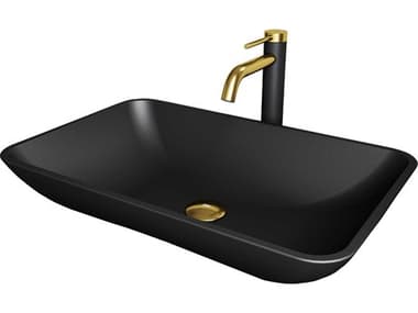 Vigo Hadyn Matte Shell 22" Rectangular Vessel Bathroom Sink with Matte Gold / Matte Black Lexington Faucet VIVGT2019