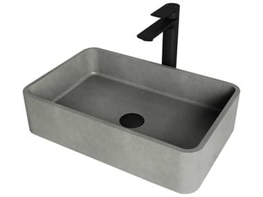 Vigo Concreto Stone Rectangular Vessel Bathroom Sink with Norfolk Faucet and Pop-Up Drain VIVGT2031