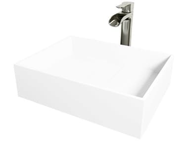 Vigo Bryant Matte Stone Rectangular Vessel Bathroom Sink with Niko Faucet and Drain VIVGT2039