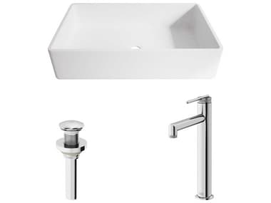 Vigo Magnolia Rectangular Vessel Bathroom Sink with Sterling Faucet and Pop-Up Drain VIVGT2054