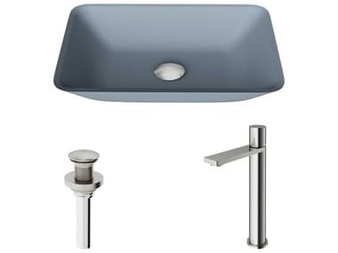 Vigo Sottile Glass Rectangular Vessel Bathroom Sink with Gotham Faucet and Pop-up Drain VIVGT2070