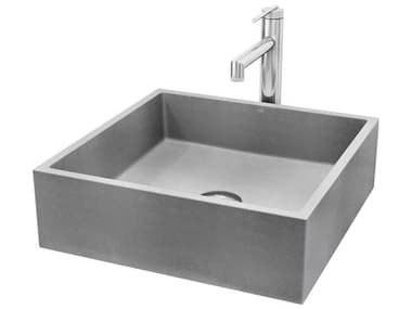 Vigo Alhambra Square Bathroom Vessel Sink with Sterling Faucet and Pop-Up Drain VIVGT2089