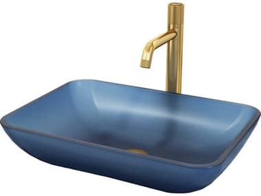 Vigo Sottile Royal Blue Rectangular Bathroom Vessel Sink with Apollo Faucet and Pop-Up Drain VIVGT2108