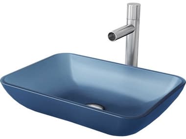 Vigo Sottile Royal Blue Rectangular Bathroom Vessel Sink with Ashford Vessel Faucet and Pop-Up Drain VIVGT2109