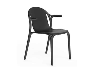 Vondom Outdoor Brooklyn Black Matte Resin Dining Chair (Set of 4) VOD65038BLACK