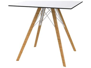 Vondom Faz Wood 31" Square Plastic Dining Table VON54314BLACKWOOD2