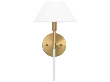 Worlds Away 15" Tall 1-Light Brushed Brass Glossy White Lacquer Wall Sconce WAALFIEWH