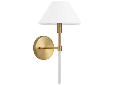 Worlds Away 1-Light Brushed Brass Glossy White Lacquer Wall Sconce WAALFIEWH