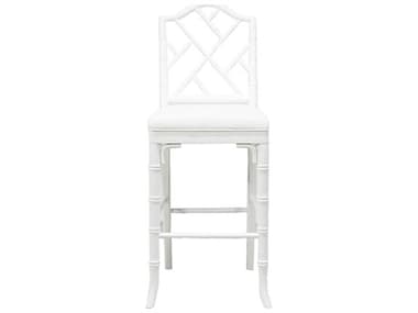 Worlds Away Fabric Upholstered Hardwood White Linen Matte Lacquer Counter Stool WAANNETTEWH