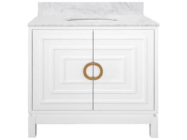 Worlds Away Antique Brass / Matte White Lacquer 36" Vanity WABIXBYWH