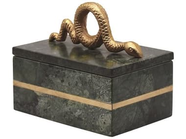 Worlds Away Snake Green / Brass Marble Box WABOA