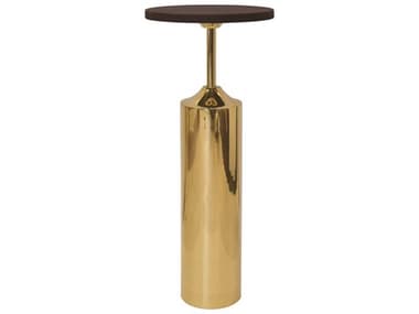 Worlds Away 10" Round Leather Brass Cigar Table WABOLTON