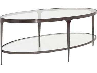 Worlds Away Oval Glass Gunmetal Coffee Table WABRANDOGM