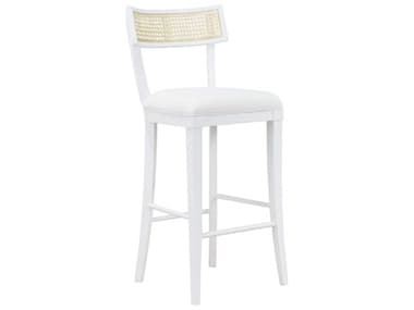Worlds Away Fabric Upholstered Matte White Lacquer Bar Stool WABRITTABSWH