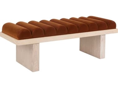 Worlds Away Brown Velvet Upholstered Accent Bench WACASPIANRST