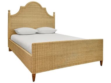 Worlds Away Brown Rattan Wood Queen Panel Bed WACHAMBERLAINQUEEN