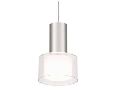 WAC Lighting Twist-N-Lite 1-Light Brushed Nickel White Drum Mini Pendant WACPD250905CSBN
