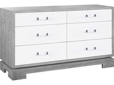 Worlds Away 6-Drawers Gray Oak Wood Double Dresser WACRAWFORDGCO