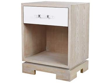 Worlds Away Rectangular Wood Matte White Lacquer Cerused Oak End Table WADAKOTACO