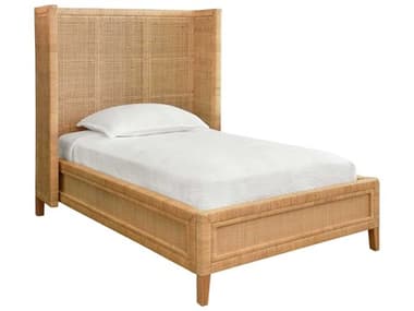 Worlds Away Brown Rattan Wood Twin Platform Bed WADOLLYTWIN