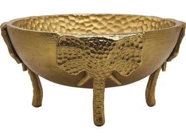 Worlds Away Textured Brass Bowl With Elephant Feet  WAELEPHA